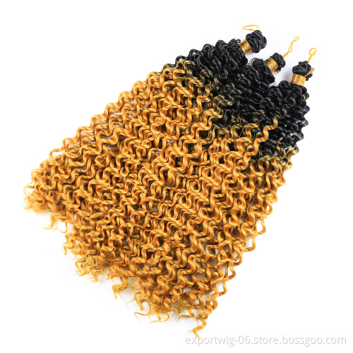 Wholesale Water Deep Twist Crochet Hair 14inch Ombre Color Synthetic Fiber Hair Water Wave Passion Braiding Hair Extensions